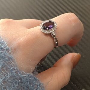 Elegant Purple Gemstone Silver Ring
